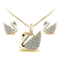 2015 cerystal swan Ensemble de bijoux en argent Collier Boucles d&#39;oreilles Ensemble de bijoux